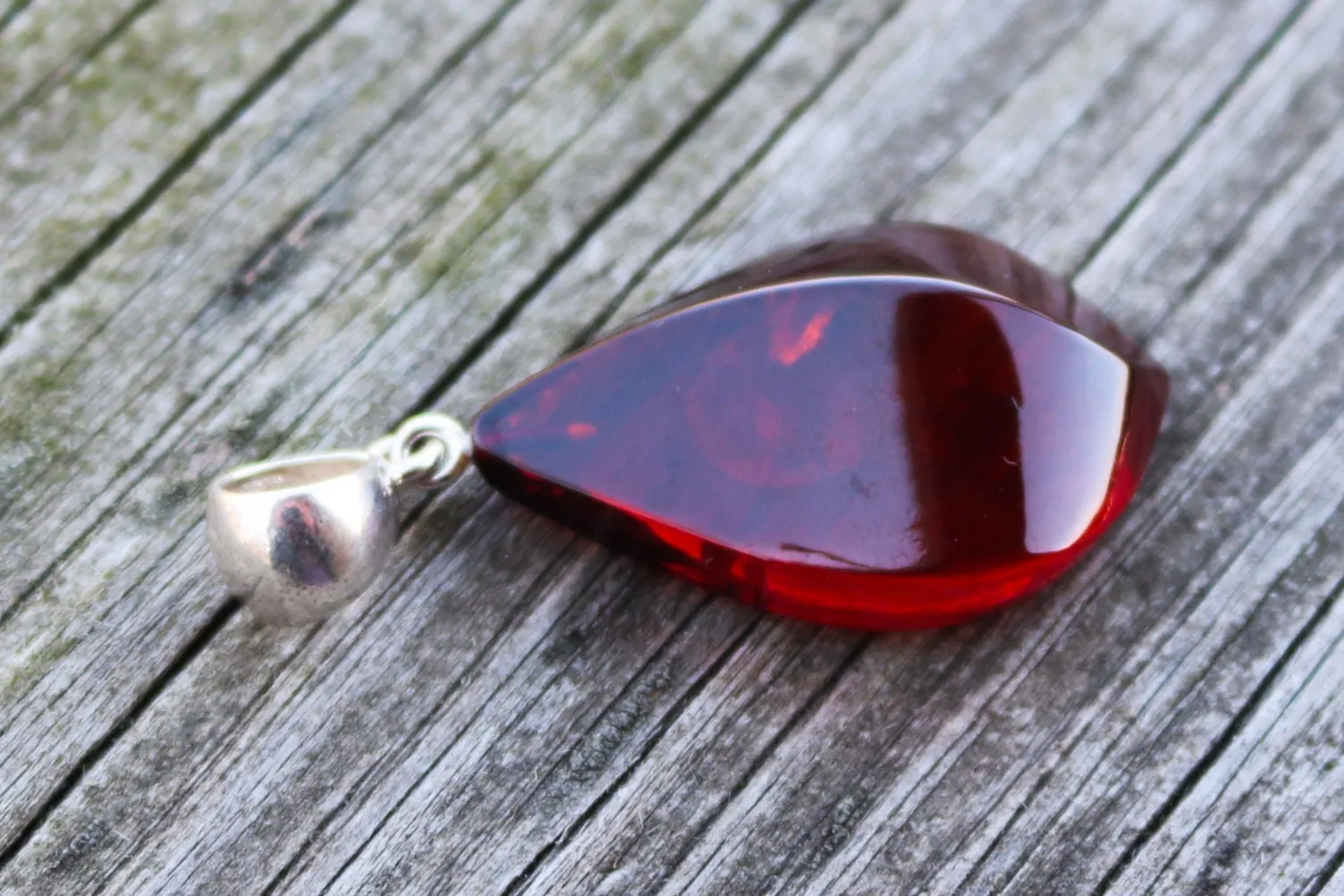 Baltic Amber Cherry Pendant Faceted Natural Unisex 1.9" 5 gram