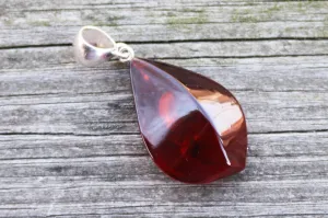 Baltic Amber Cherry Pendant Faceted Natural Unisex 1.9" 5 gram