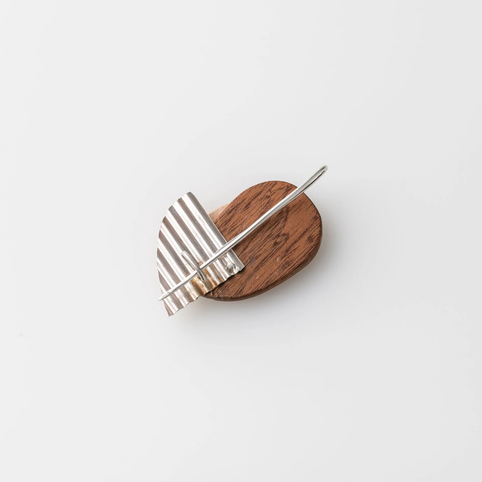 Bauhaus Wood and Eco Silver Brooch Pin - #3