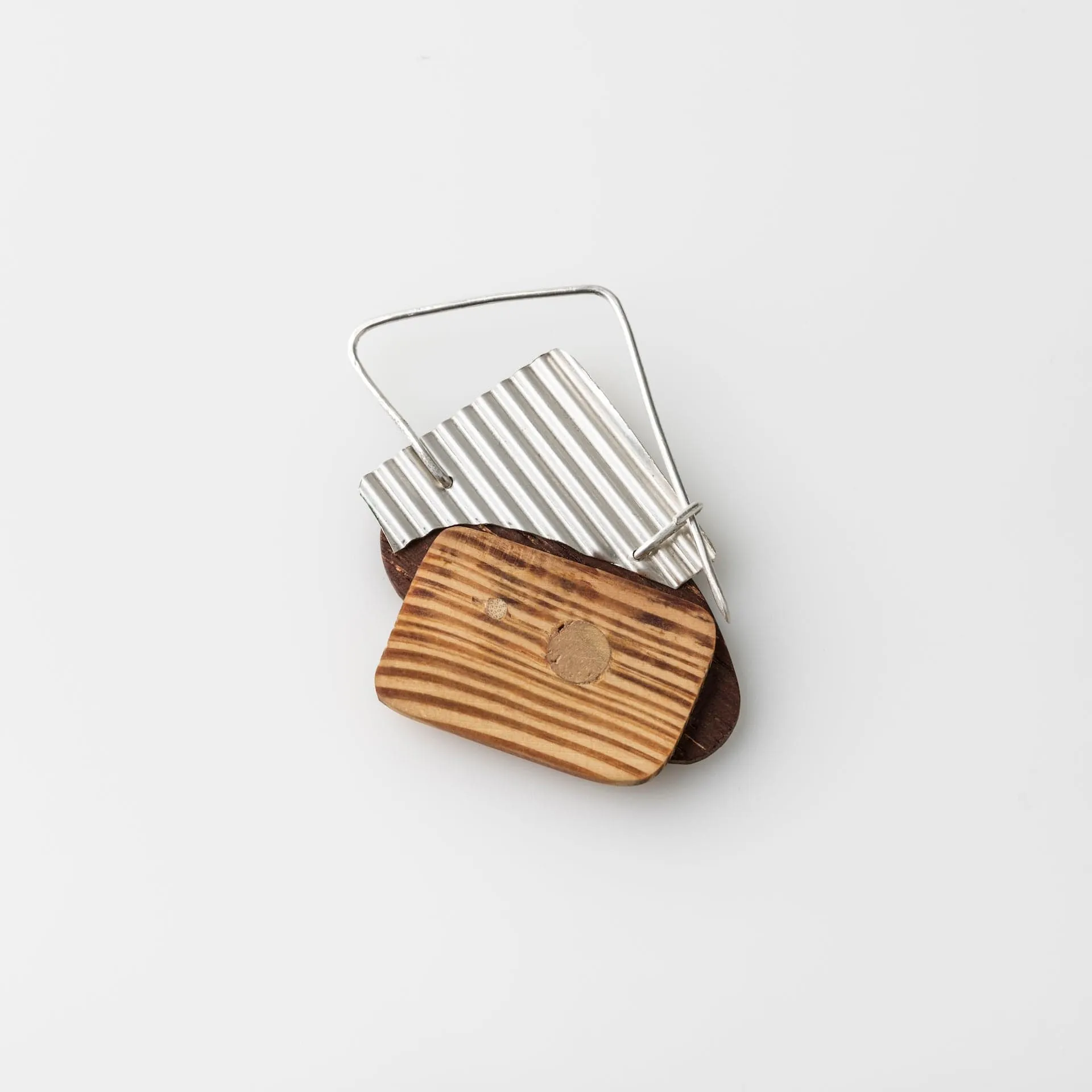 Bauhaus Wood and Eco Silver Brooch Pin - #4