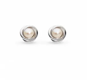 Bevel Trilogy Pearl Stud Earrings