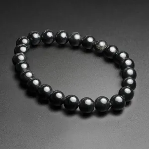 Black Obsidian Bead Stone Stretch Bracelet