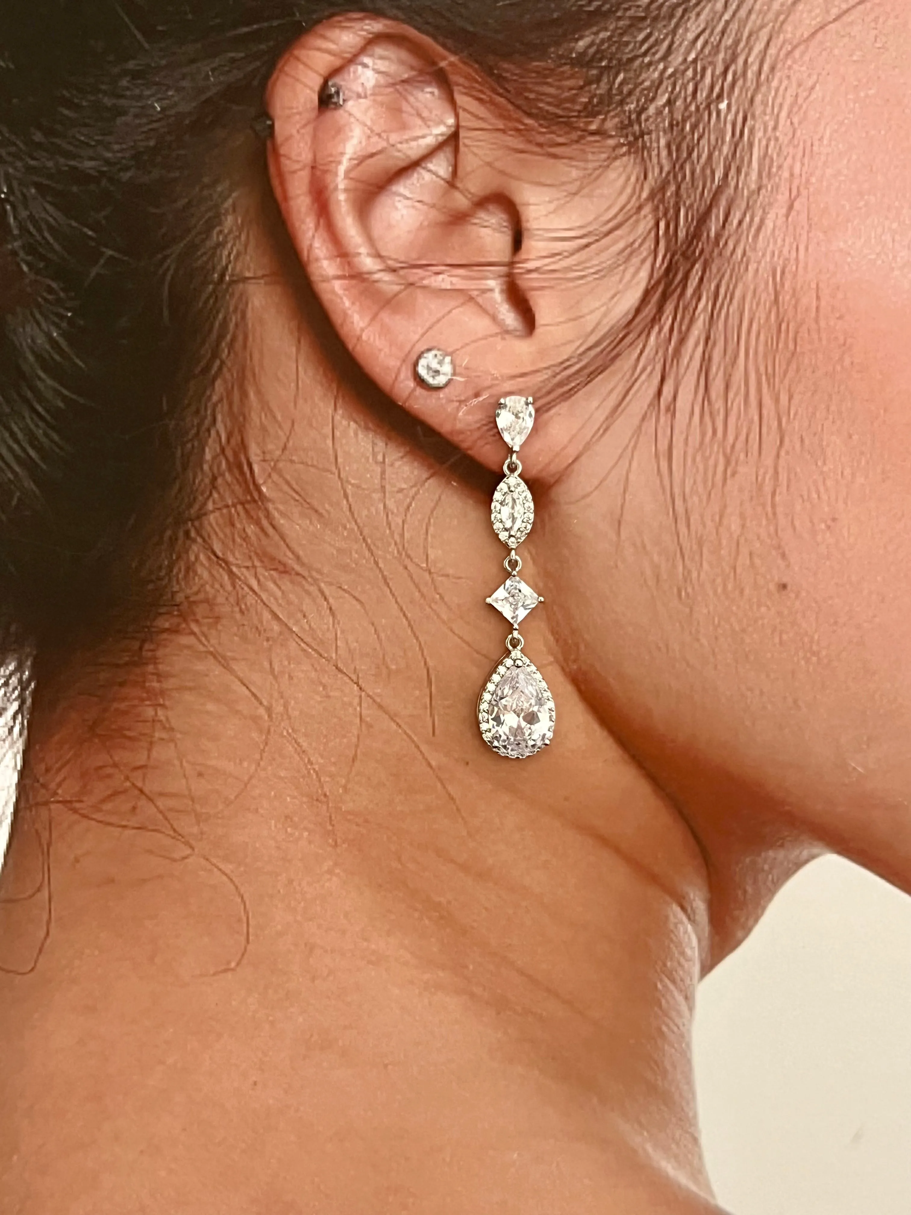 Bridal Earrings, Delicate Swarovski and Zirconia Wedding & XV Earring