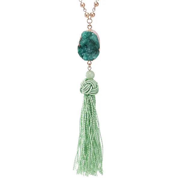 Brooke Long Druzy Tassel Necklace - More Colors!