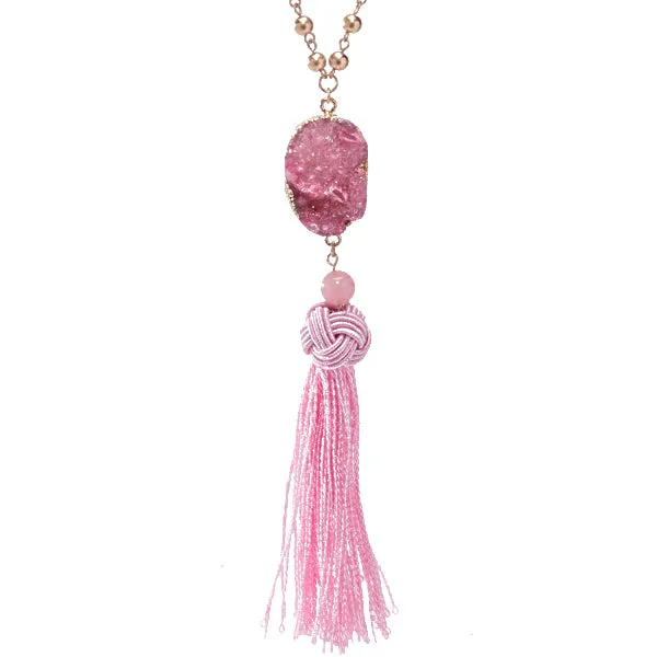 Brooke Long Druzy Tassel Necklace - More Colors!