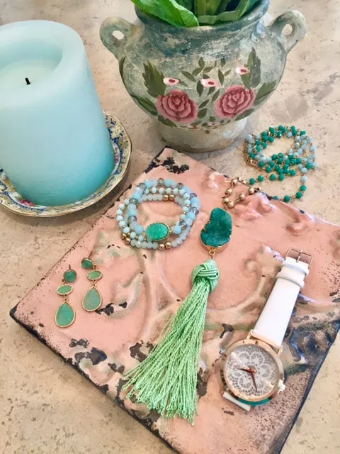 Brooke Long Druzy Tassel Necklace - More Colors!