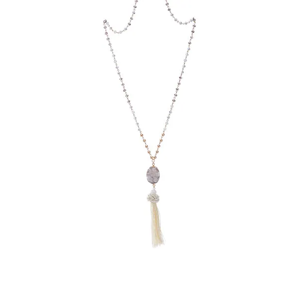 Brooke Long Druzy Tassel Necklace - More Colors!