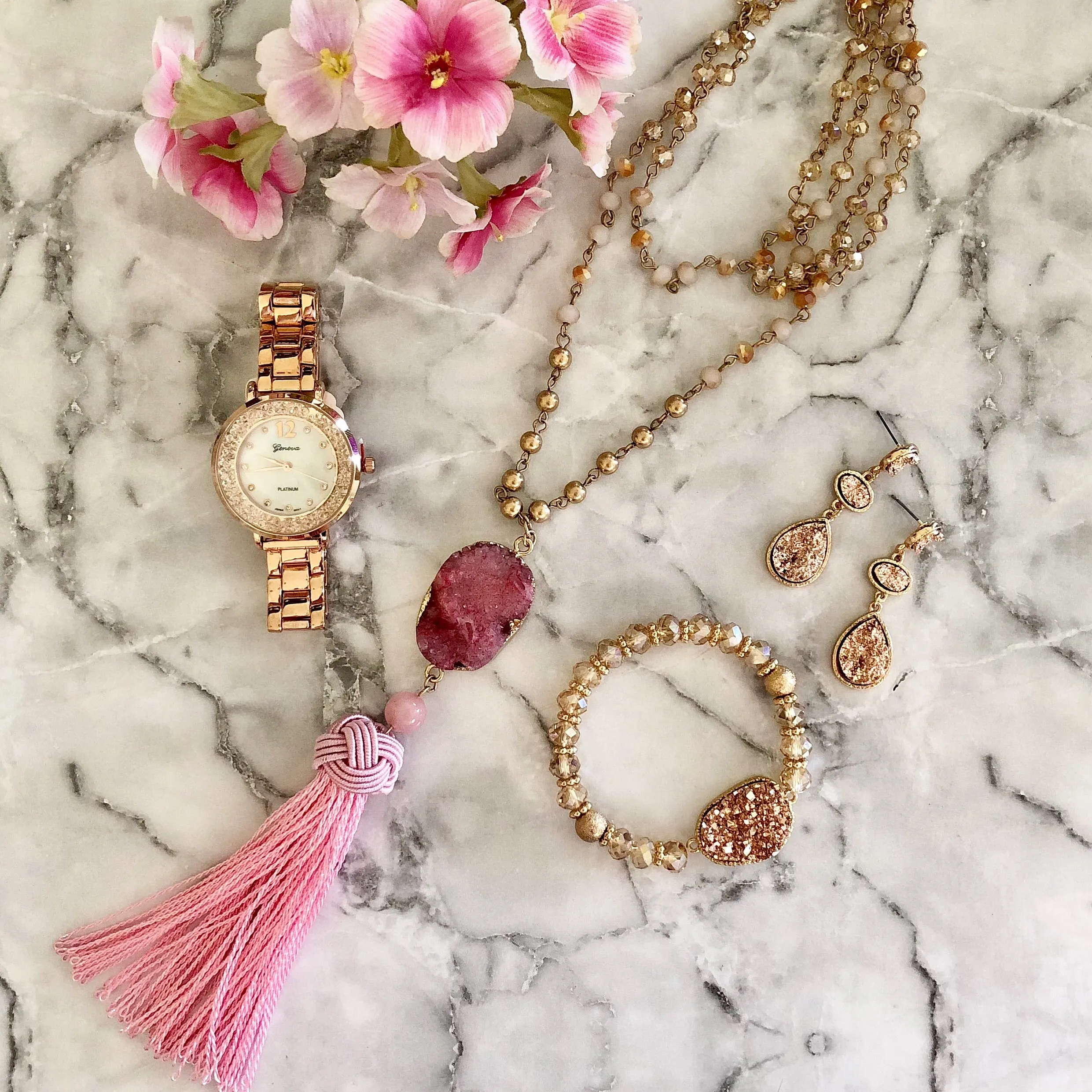 Brooke Long Druzy Tassel Necklace - More Colors!