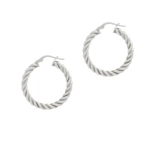 Candy Twist Hoop Earrings - Silver