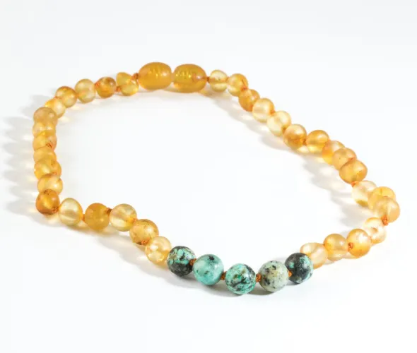 CanyonLeaf 11" Raw Amber and Stones Baby Necklace