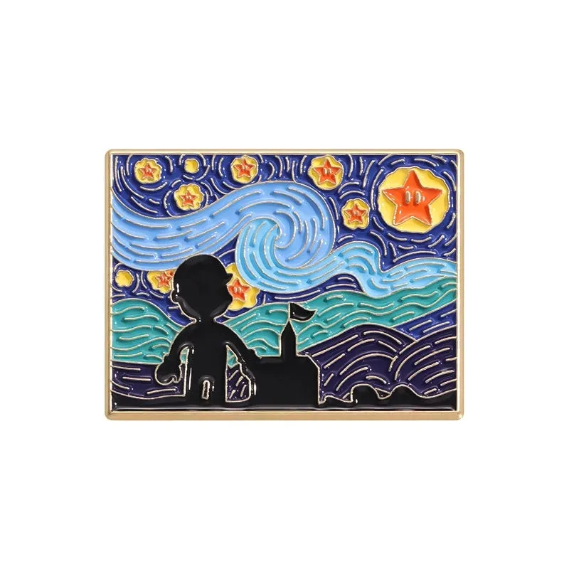 Cartoon Style Cowboy Style Artistic Sea Starry Sky Car Alloy Stamping Stoving Varnish Plating Unisex Brooches