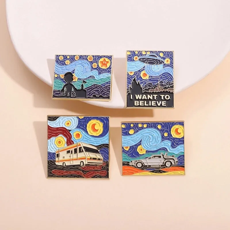 Cartoon Style Cowboy Style Artistic Sea Starry Sky Car Alloy Stamping Stoving Varnish Plating Unisex Brooches