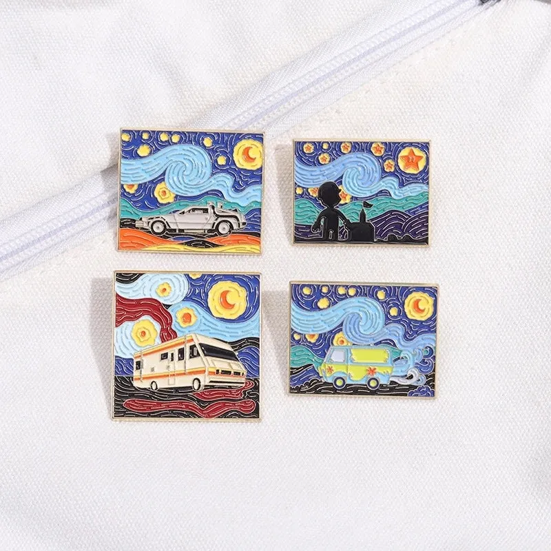 Cartoon Style Cowboy Style Artistic Sea Starry Sky Car Alloy Stamping Stoving Varnish Plating Unisex Brooches