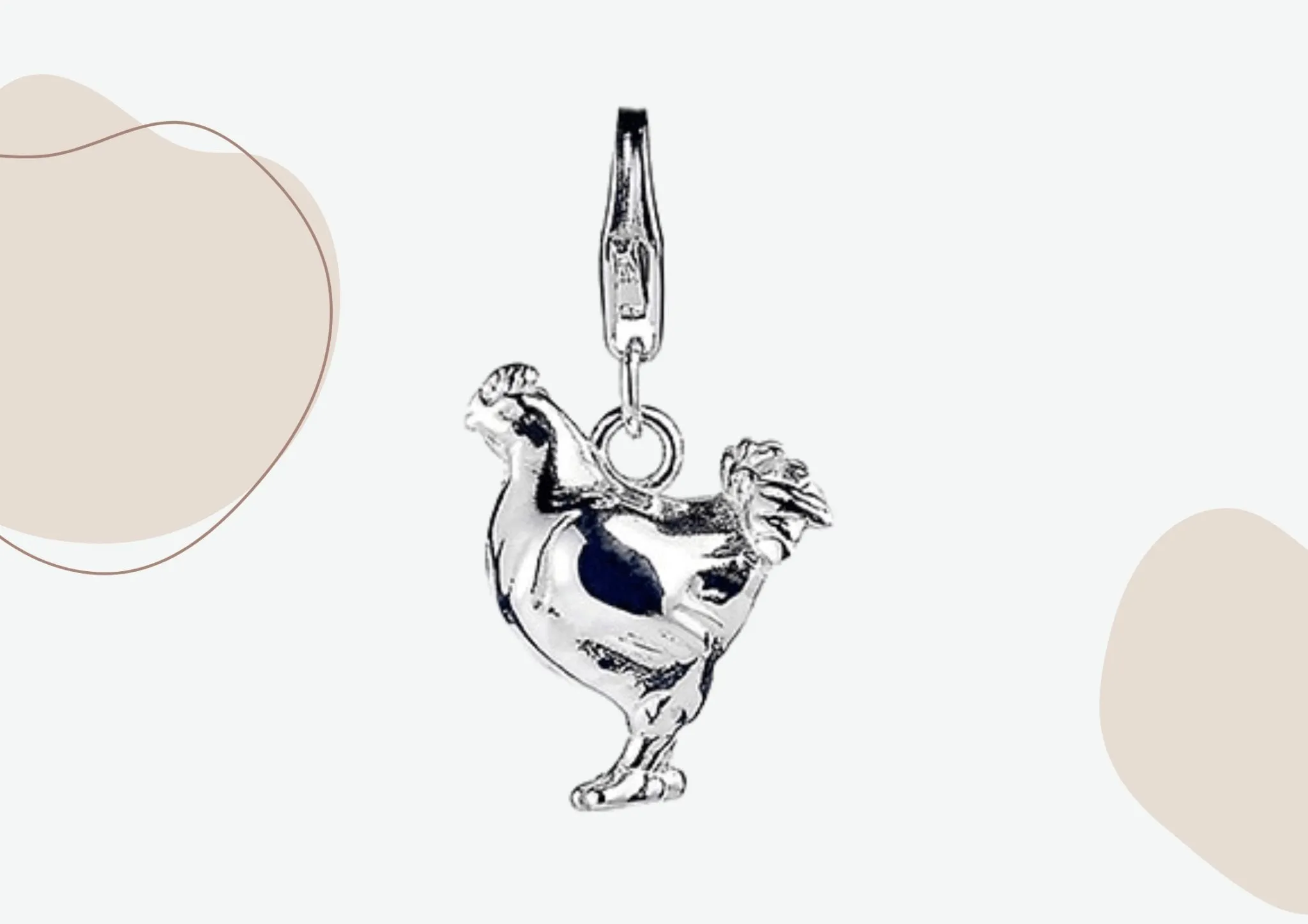 Chicken Silver Charm