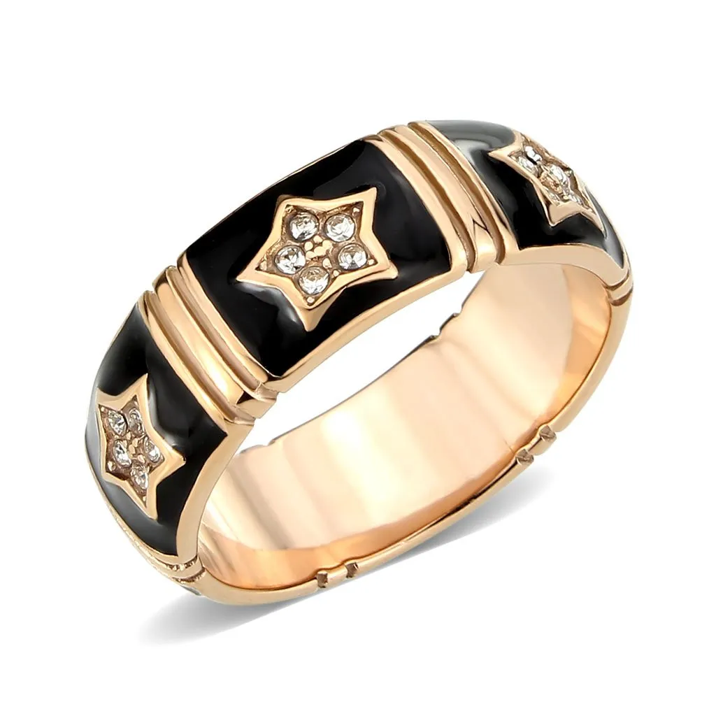 CJ3826 Wholesale Women's Stainless IP Rose Gold Clear Top Grade Crystal Infinite Star Ring