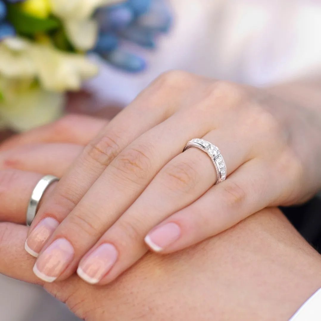 Couple Rings: Silver rhodium plated edge unique design plain ring