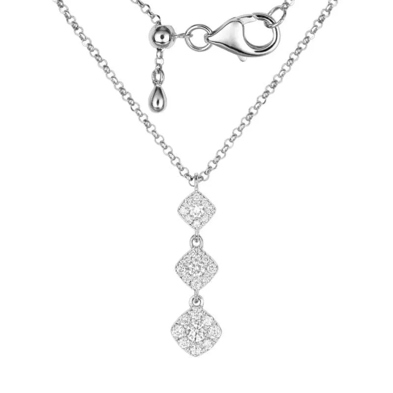 Cushion-Style Halo Stack Diamond Necklace