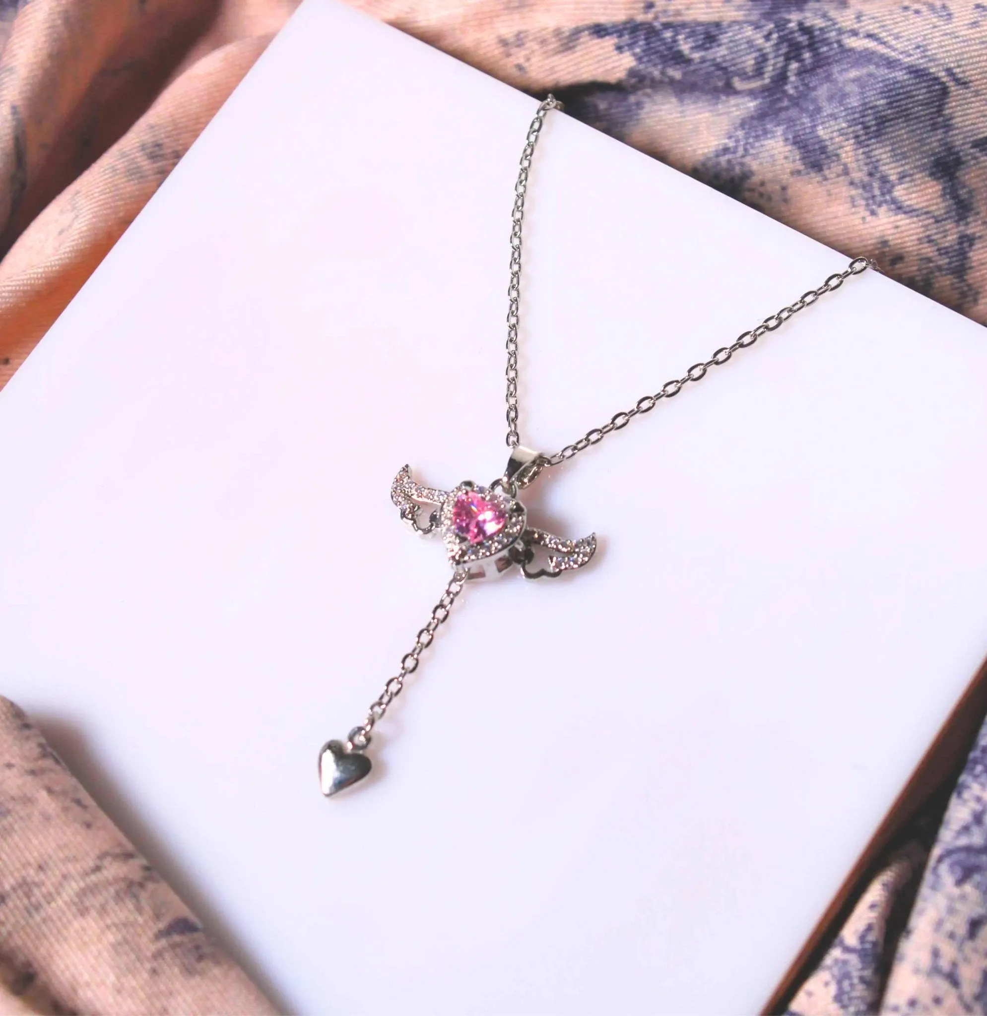 Dainty Angel heart pendant