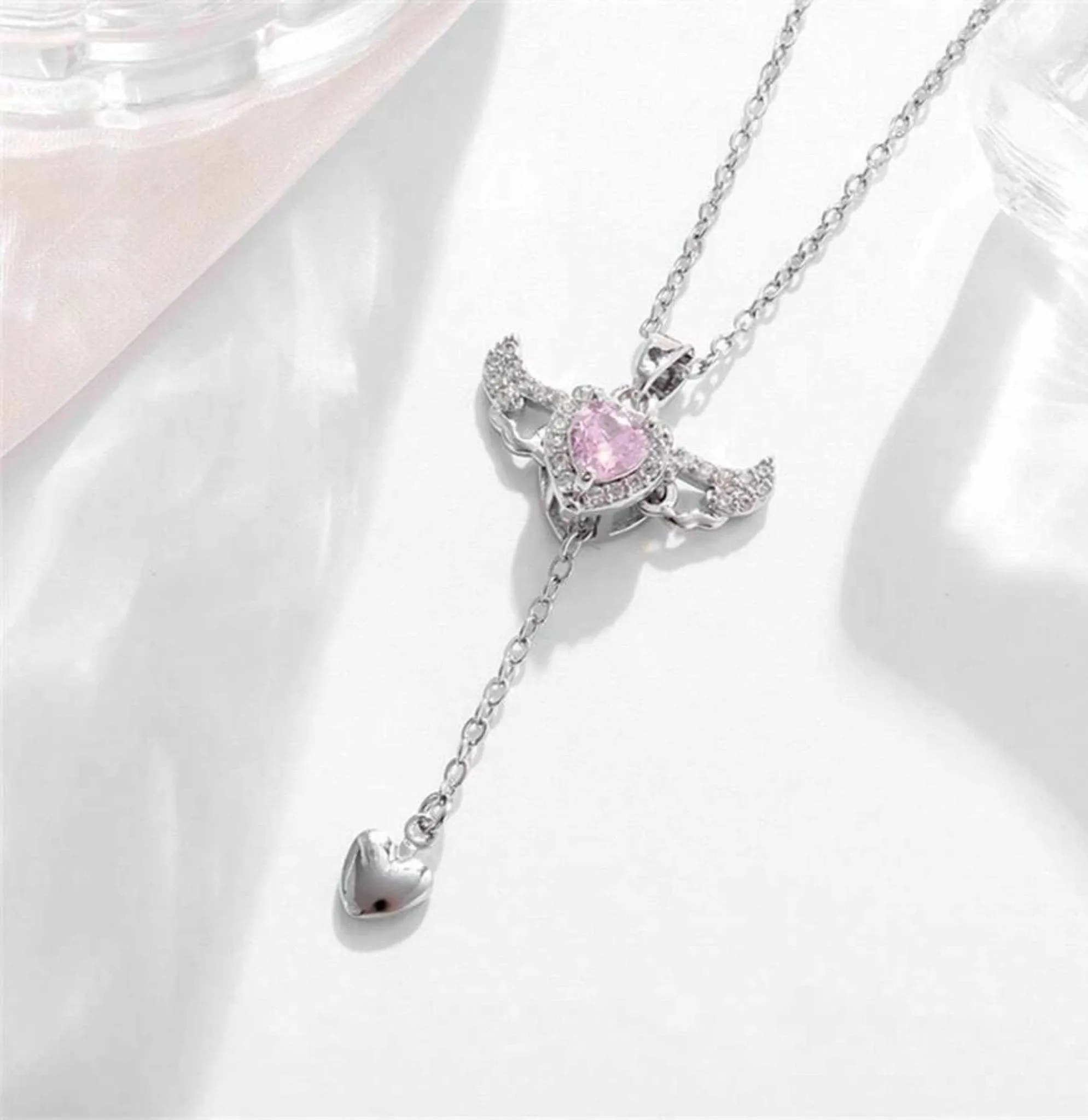 Dainty Angel heart pendant