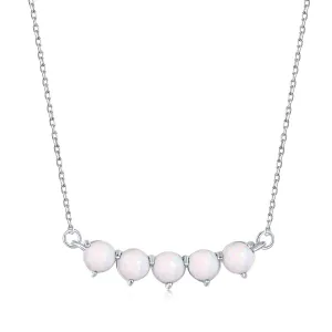 Dainty Curved Bar Opal Necklace