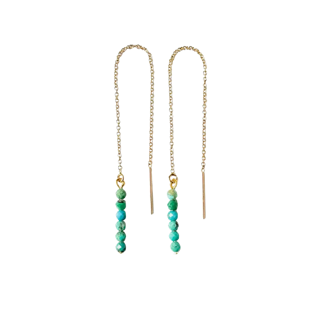 Delicate Gold Filled Authentic Turquoise Threader Earrings