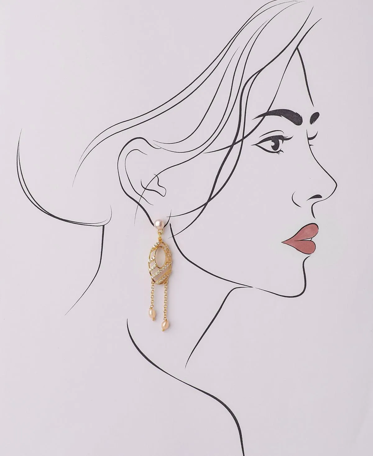 Delicate Stone Studded Hanging Earring