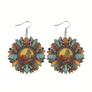 Desert Scene Sunflower Earring