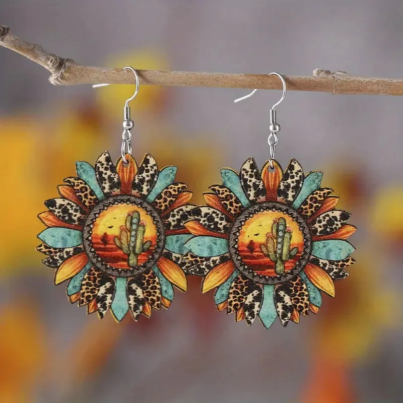 Desert Scene Sunflower Earring