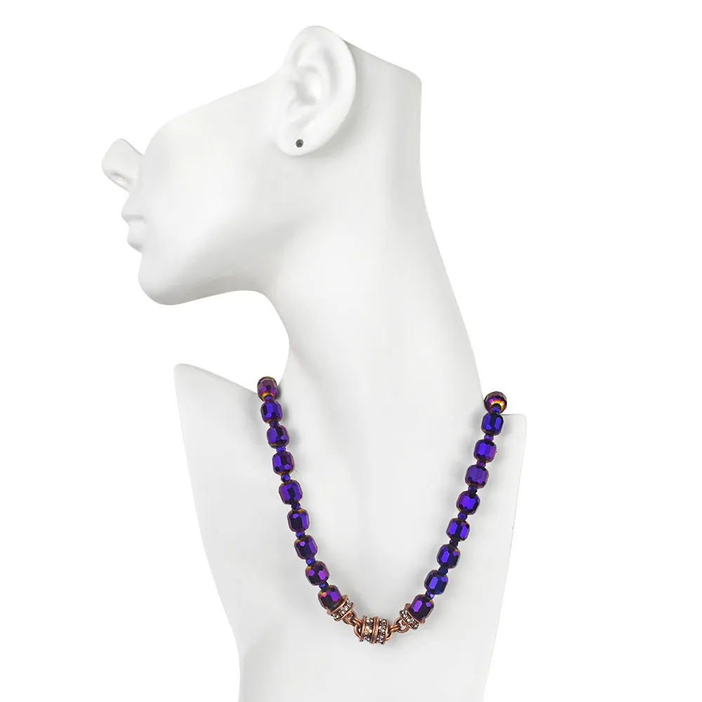 Divine Sparkle Crystal Beaded Magnetic Interchangeable Necklace (Copper Ox/Purple)