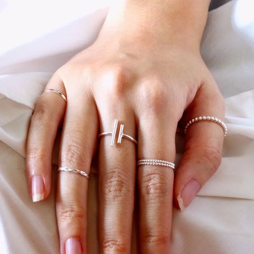 Double Bar Ring Silver