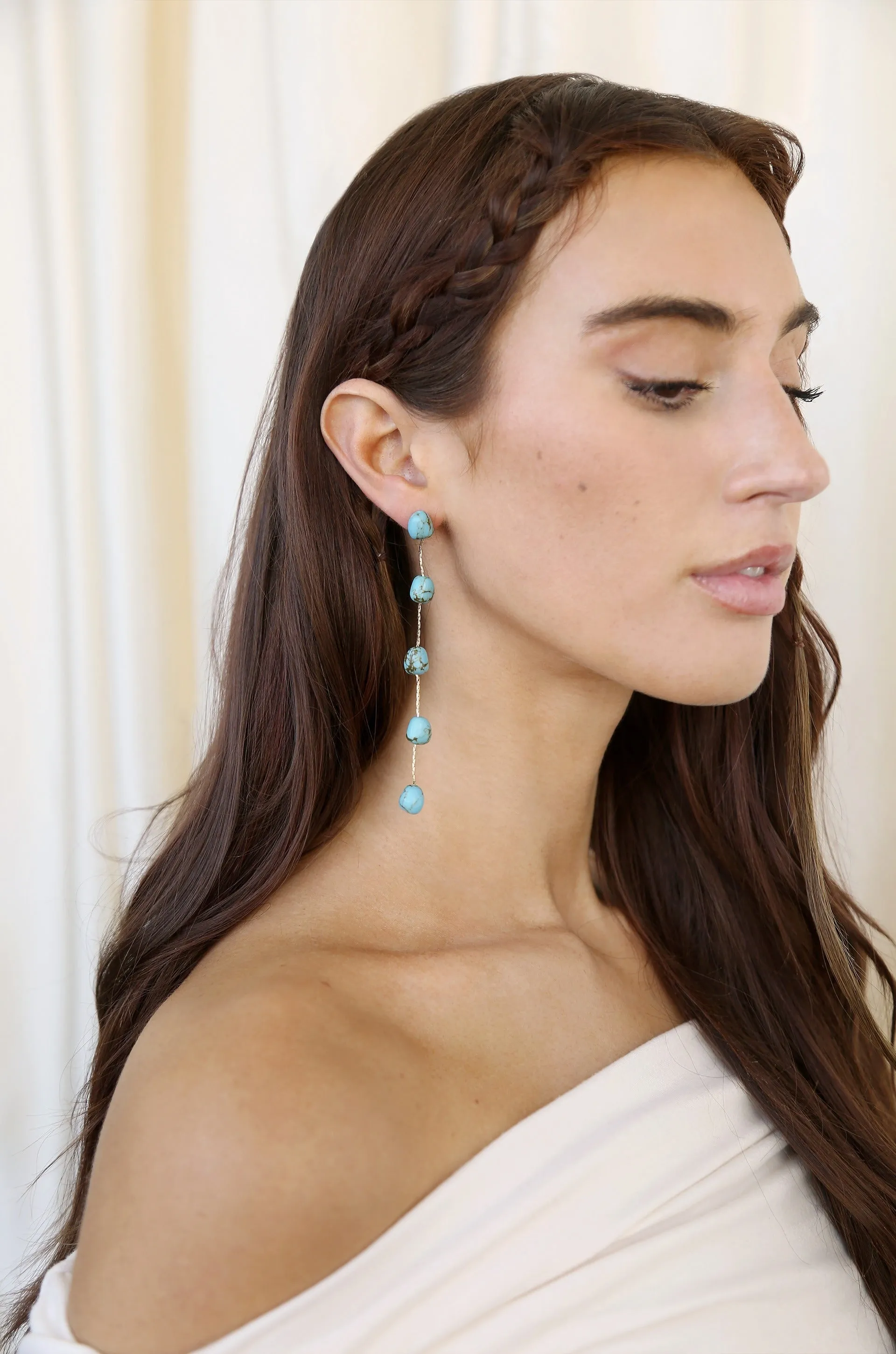 Dripping Turquoise Delicate Drop Earrings