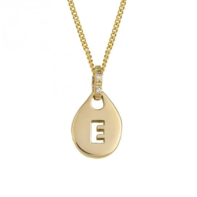 E Organic Initial Tag with Diamond Set Bale Pendant GP2313