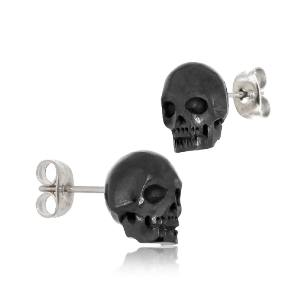 Earth Accessories Sustainably Sourced Organic Bone Skull Earrings for Women or Men - Stud Skeleton Ear Rings - Gothic Skeleton Jewelry