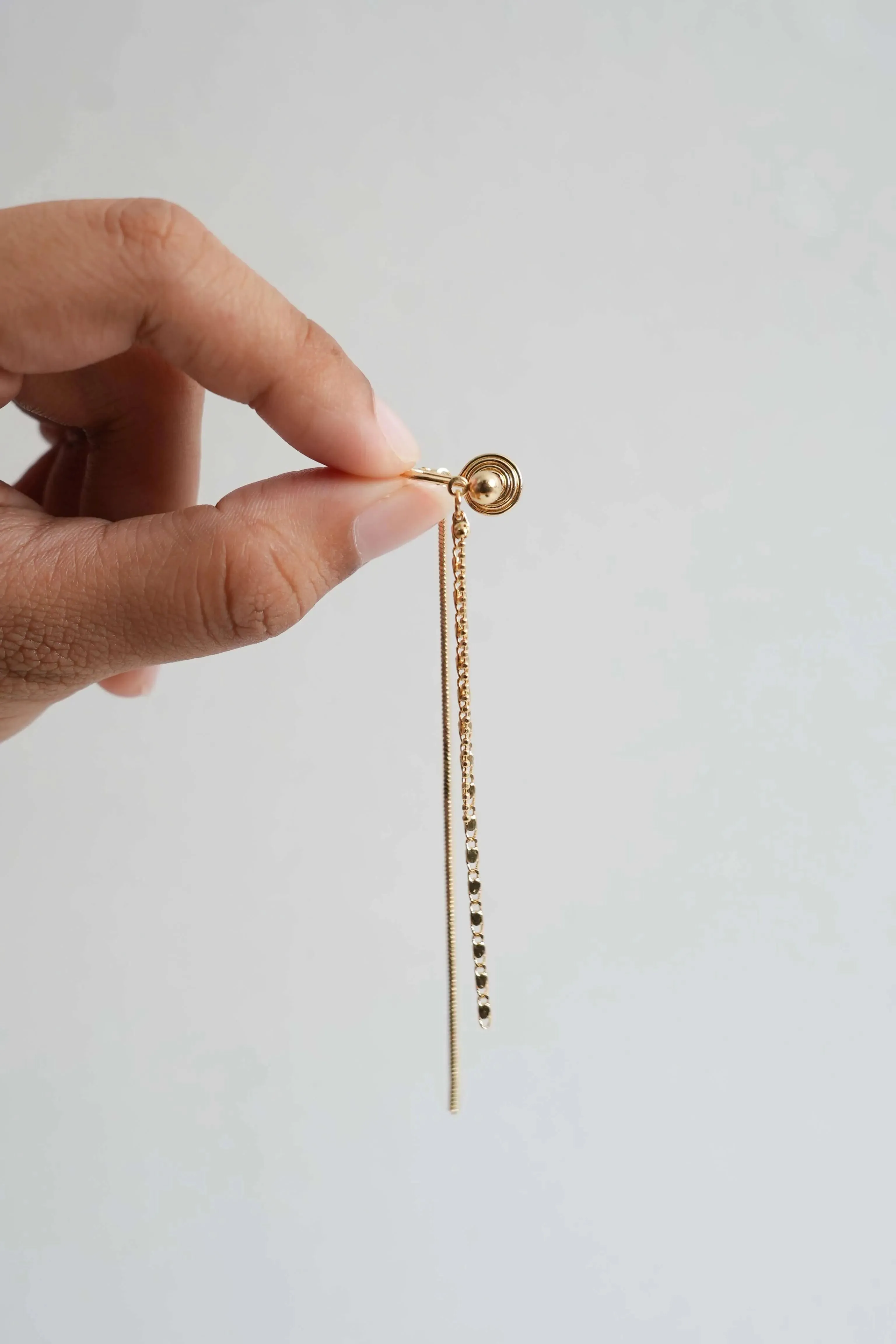 Elegant Gold-Plated Chain Earrings with Gemstone Accent - Ethical and Sustainable