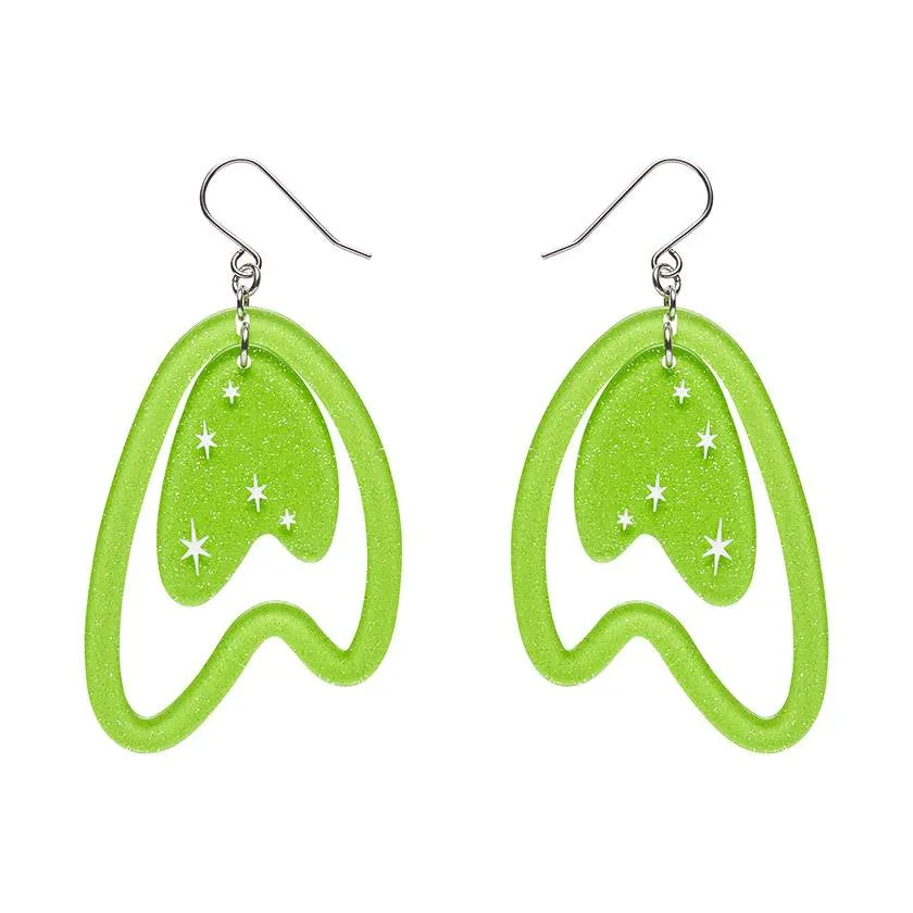 Erstwilder Atomic Boomerang Drop Earrings in Green