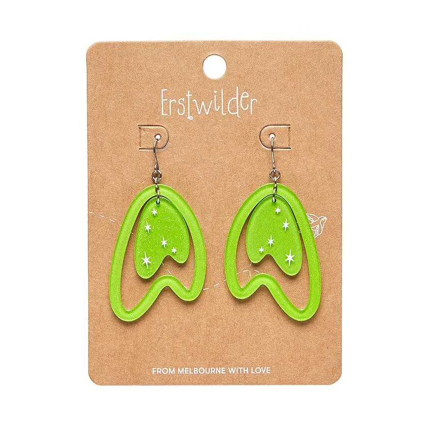 Erstwilder Atomic Boomerang Drop Earrings in Green