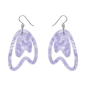 Erstwilder Atomic Boomerang Drop Earrings in Lilac