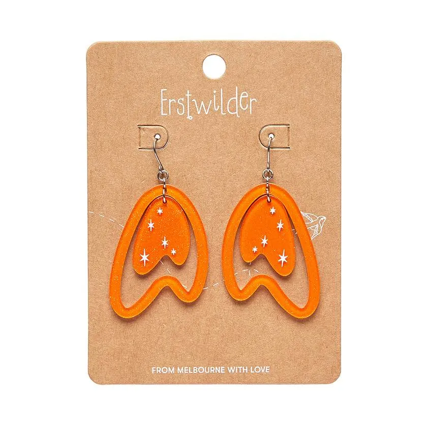 Erstwilder Atomic Boomerang Drop Earrings in Orange