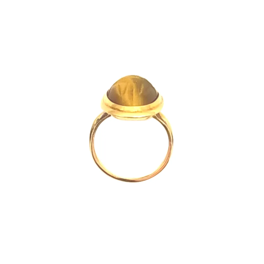 Estate Tiger's Eye Scarab Gold Ring