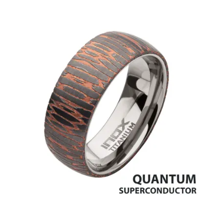 Etched Niobium SuperConductor Titanium Comfort Fit Ring, Size 10.5