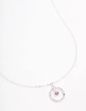 Floating Purple Czech Bohemia Crystal Circle Necklace