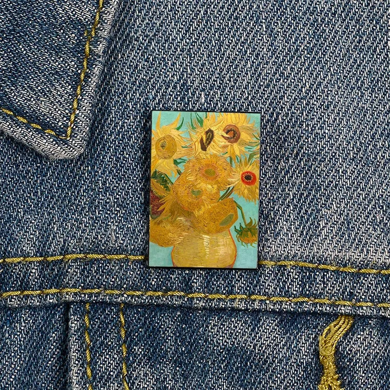 French Style Artistic Pin Portrait Mixed Materials Printing Unisex Brooches