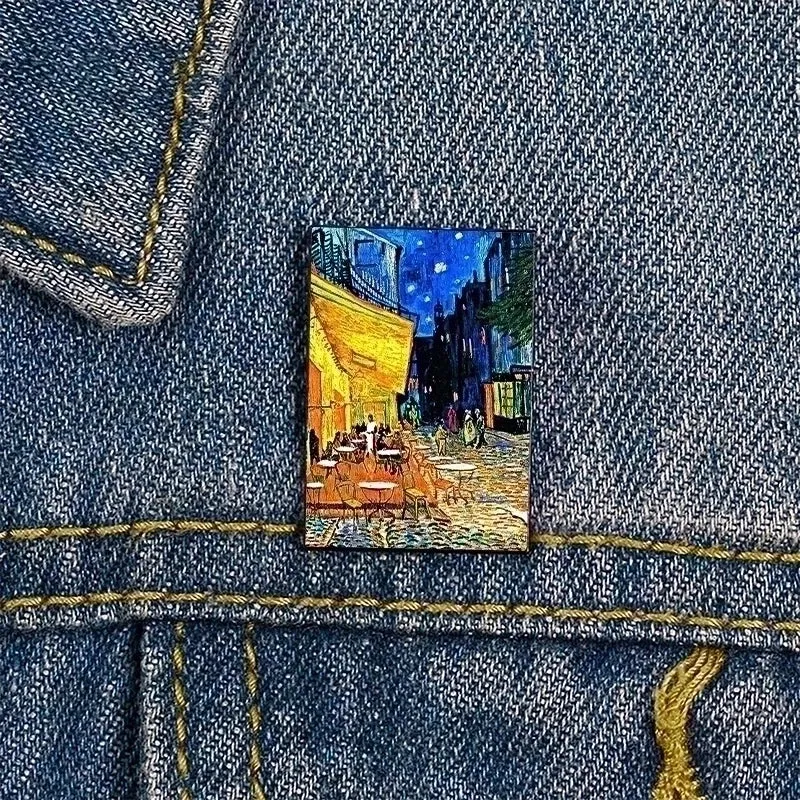 French Style Artistic Pin Portrait Mixed Materials Printing Unisex Brooches