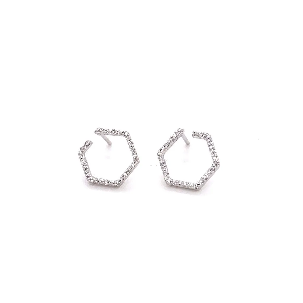 Geometric diamond Earrings 14kt white gold