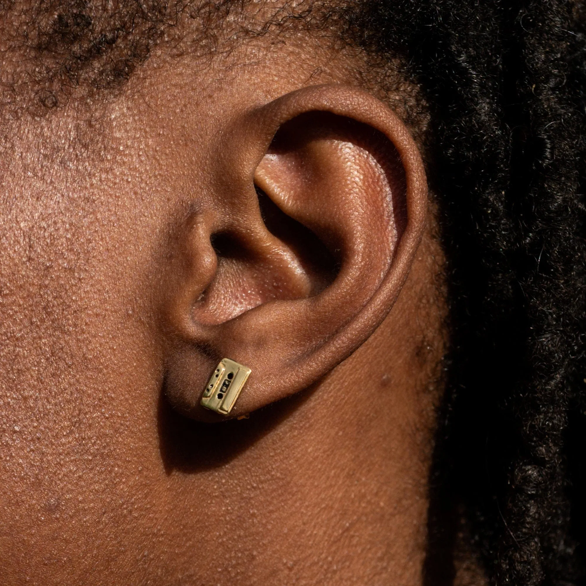 Gold Plated Cassette Tape Stud Earrings