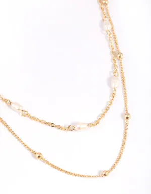 Gold Plated Freshwater Pearl Layered Necklace