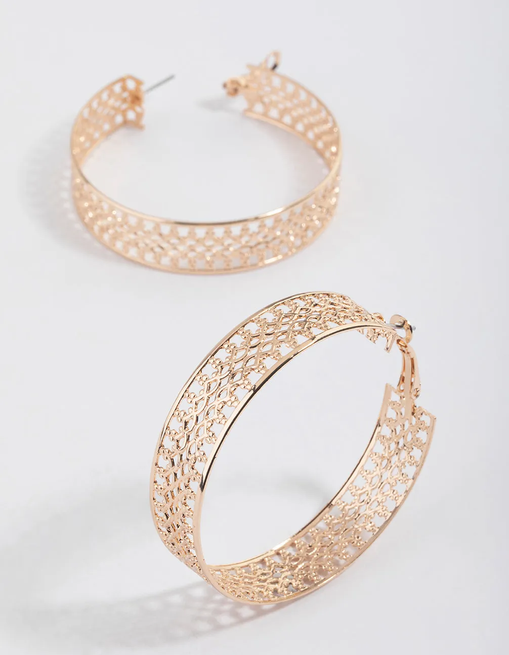 Gold Stamp Hoop Earrings 50mm