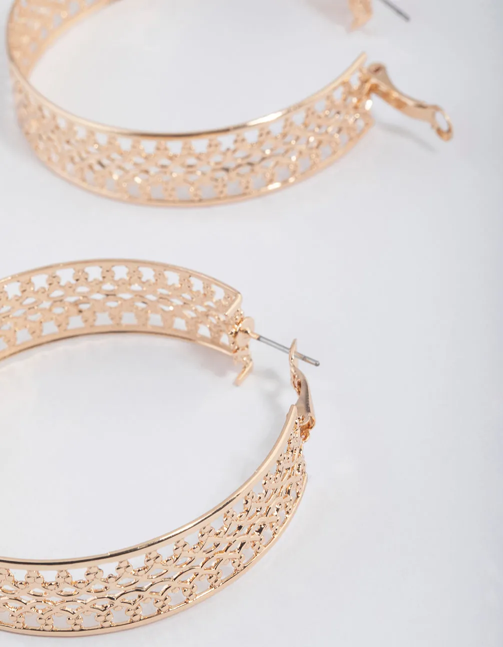 Gold Stamp Hoop Earrings 50mm