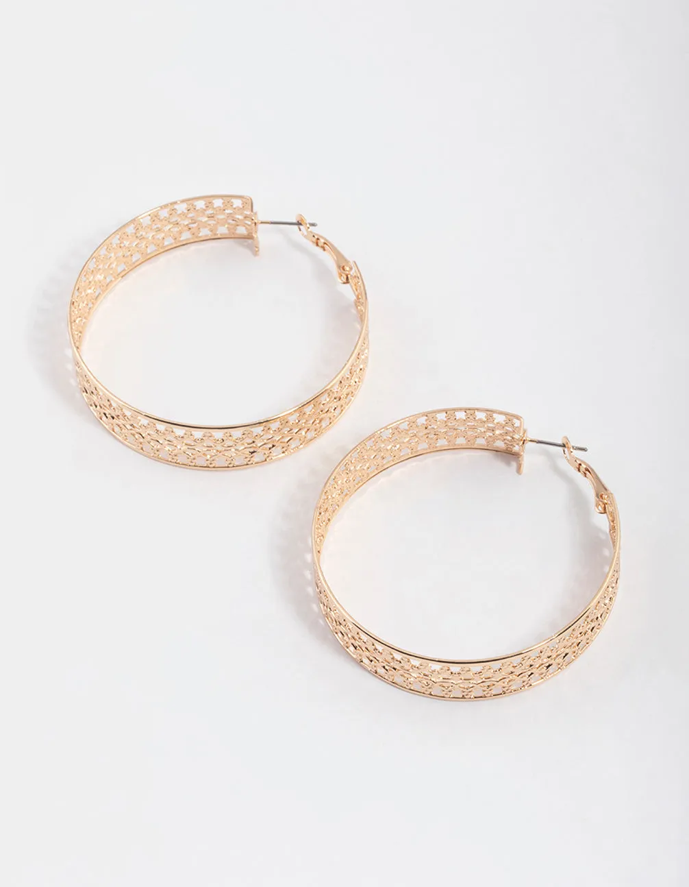 Gold Stamp Hoop Earrings 50mm