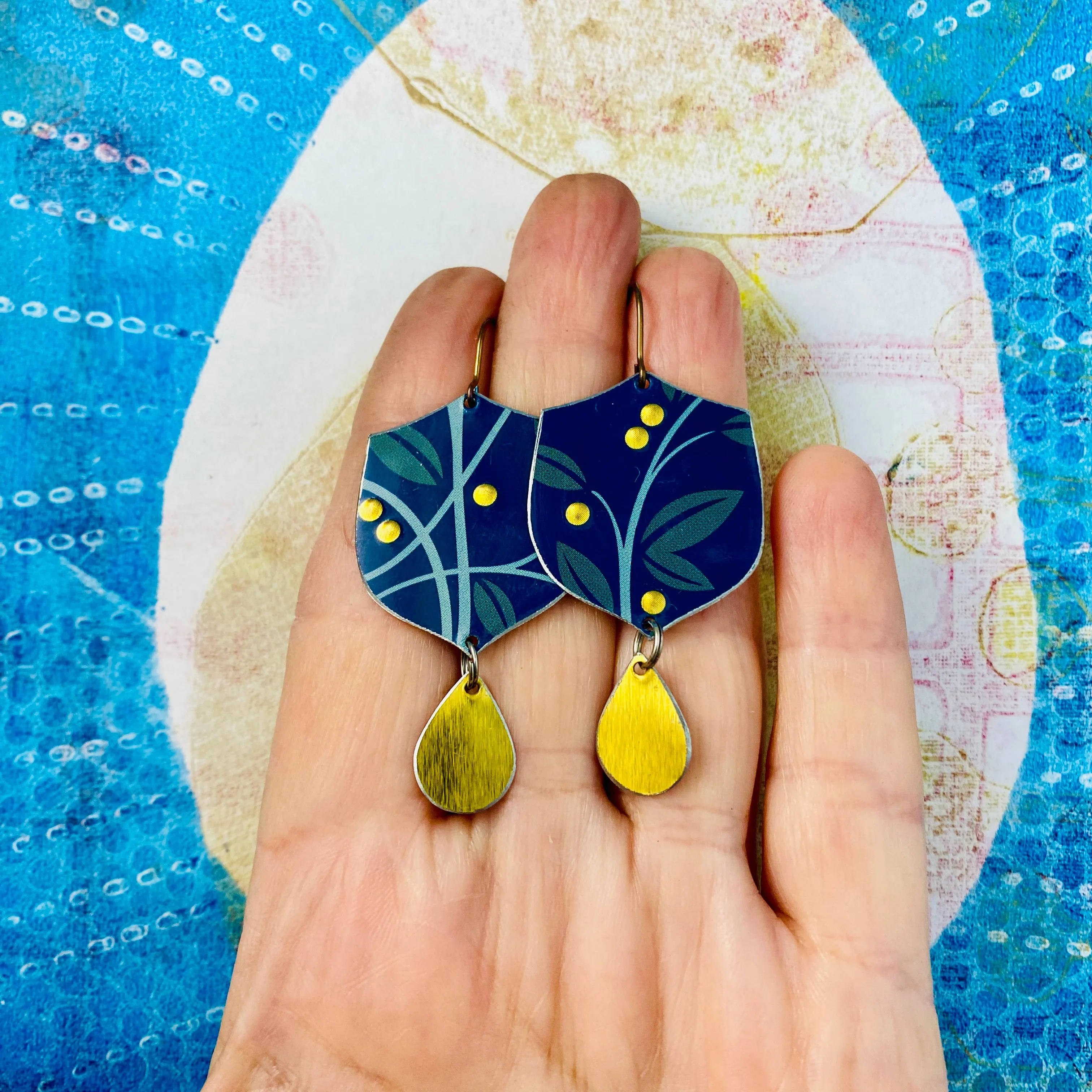 Golden Berries Upcycled Tin Earrings